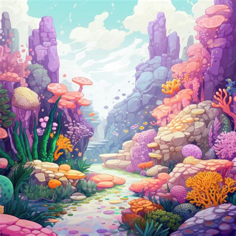 Premium AI Image | Marine Multiverse Dive into a Colorful Cartoon Coral