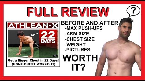 full review of athlean x 22 day pushup home chest workout pictures and measurements before