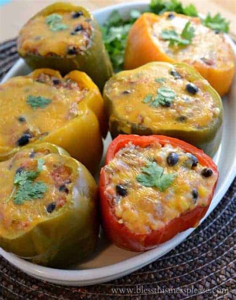 Slow Cooker Stuffed Bell Peppers With Quinoa And Black Beans Vegetarian