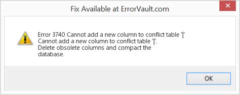 This one conflicts with the previous one, don't know if that is good, bad, or. How to fix Error 3740 (Cannot add a new column to conflict ...