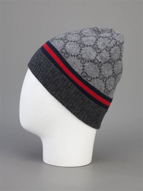 Gucci Monogram Beanie Hat In Gray Lyst