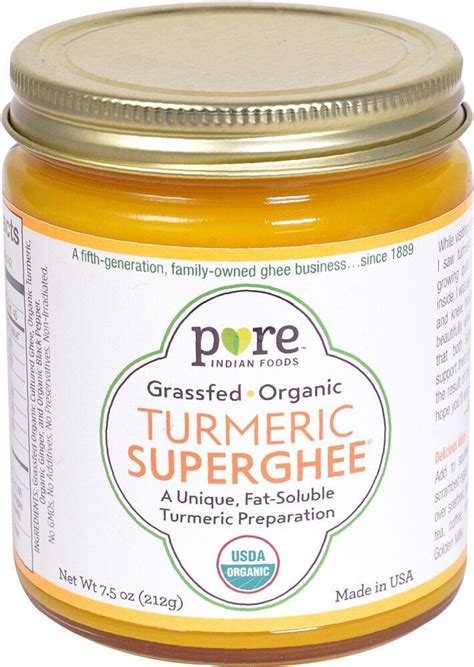 Pure Indian Foods Organic Turmeric Superghee Grass Fed Oz Indian