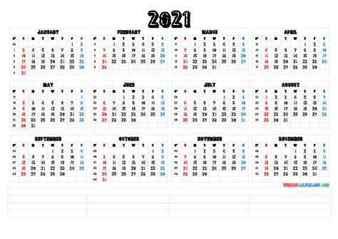 12 Month Free Printable 2021 Calendar Free Letter Templates
