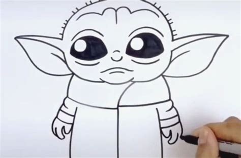 Easy Drawings Baby Yoda In 2020 Star Wars Art Drawings Easy Disney
