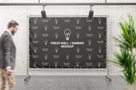 Download Press wall mockup PSD file | Premium Download