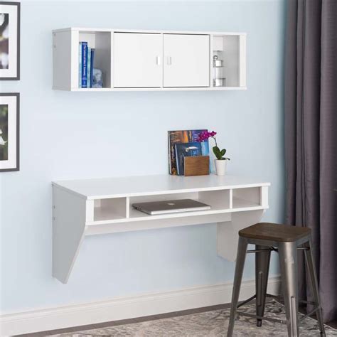 Prepac Designer Wall Mounted Floating Desk And Hutch Set