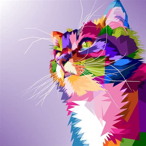 Premium Vector Cat Cute Pop Art Colorful
