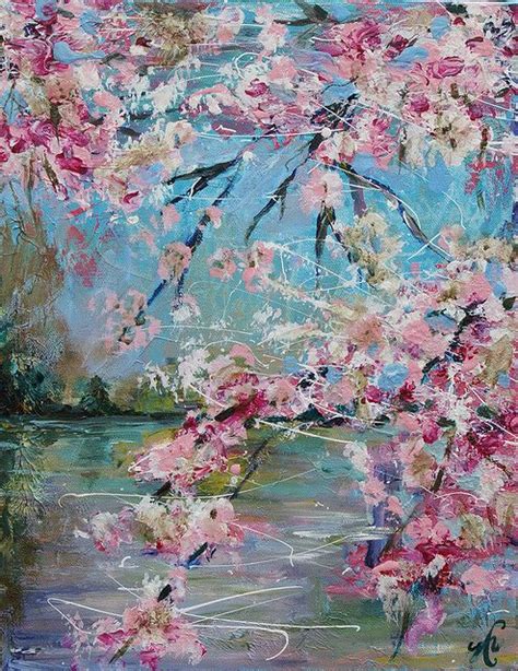 Cherry Blossom Abstract Floral Art 11x14 Impressionism Cherry