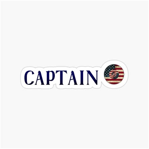 Captain Blue Word Art With Stars And Stripe Shield Sticker By
