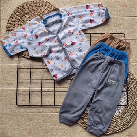 Jual 6 Pcs Baju Bayi Lengan Panjang Dan Celana Panjang Bayi Baru Lahir