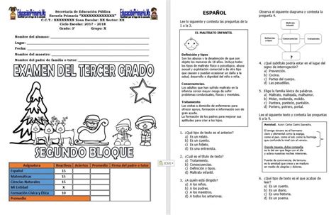 Examen De Español Tercer Grado Primaria Libros Favorito