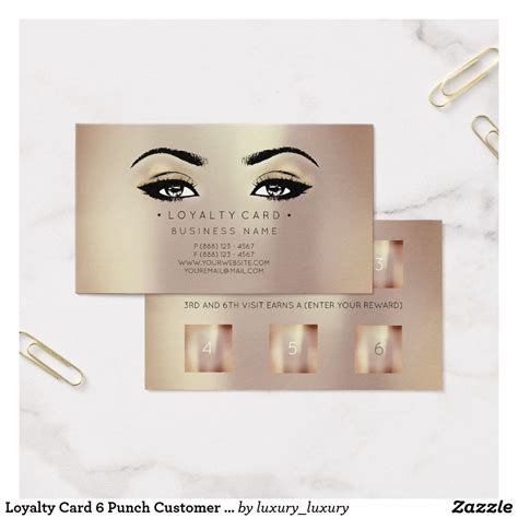 Loyalty Card 6 Punch Customer Beauty Makeup Faux Loyalty Card Shop