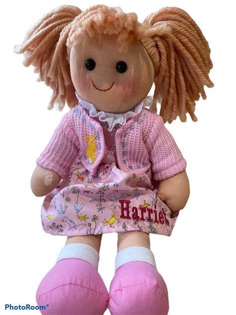 Personalised Rag Doll Harriet Toy My First Pink Soft Named Etsy Uk