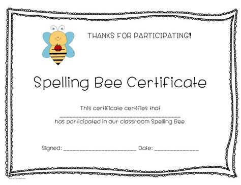 Spelling Bee Certificate Freebie Enjoy Bee Certificate Printable