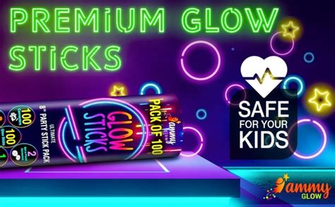 100 Premium Glow Sticks Party Pack 8 Inch With Connectors To Make Neon