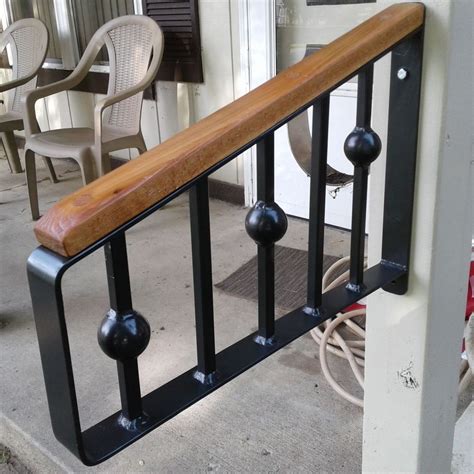 Wrought Iron Railing 1 Step Sturdy Handrail For Stairs Solid Steel Hand