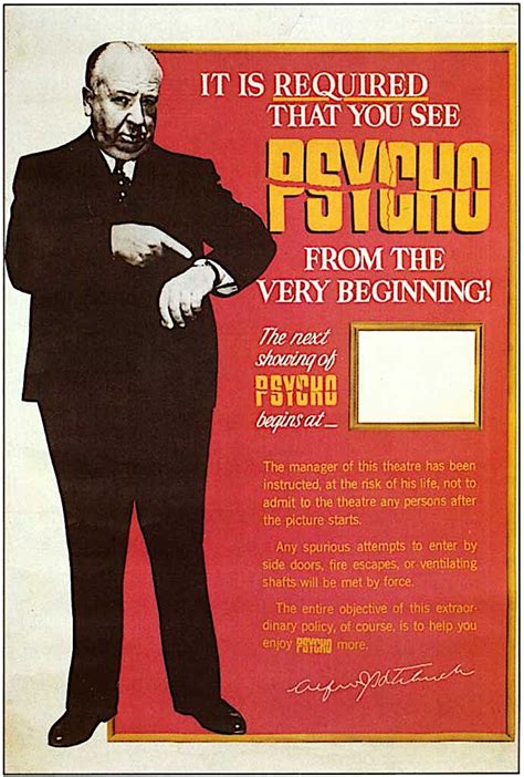 Alfred Hitchcocks Strict Rules For Watching Psycho In Theaters 1960 Free Culture