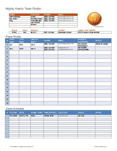 Printable Basketball Roster Template Printable Word Searches