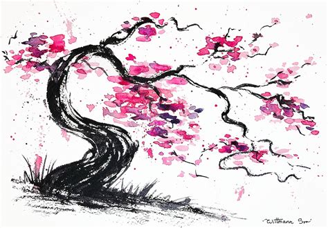 Sakura Painting Tree Original Art Cherry Blossom Japanese Art Etsy