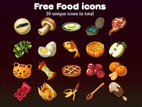 Free Food icons 2D 图标 Unity Asset Store