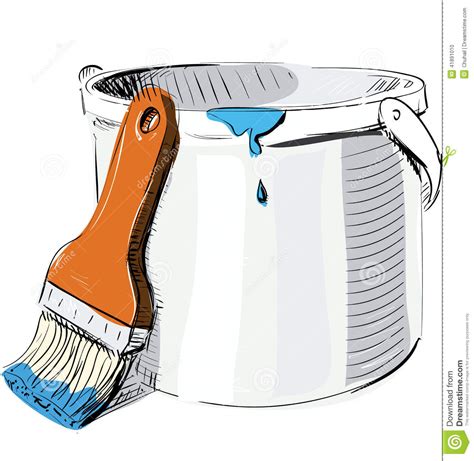 Paint Bucket With Brush Stock Vector Image 41891010