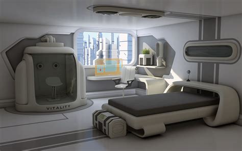 Quarterspng Futuristic Bedroom Spaceship Interior Futuristic Interior