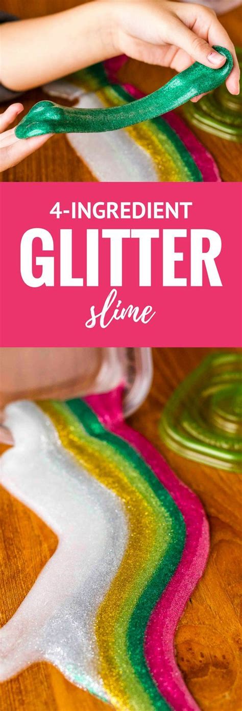A Childs Hand Is Making A Rainbow Glitter Slime With The Text 4