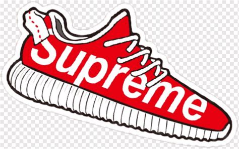 Red And White Supreme Shoe Illustration Supreme Sticker Adidas Yeezy
