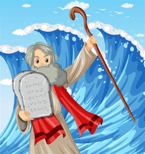 Moisés Sosteniendo La Piedra De Los Diez Mandamientos Ilustración Del