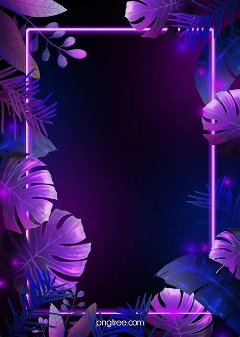 Tropical Leaves Background Purple Blue Neon Backgrounds Psd Free
