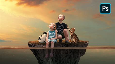 Photoshop Floating Island Underwater Photo Manipulation