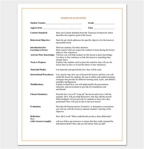 Lesson Plan Outline Template 23 Examples Formats And Samples