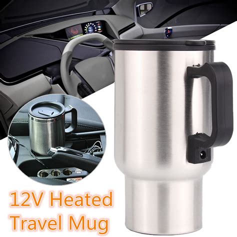 12v Car Heating Cup Car Heated Mug 450ml15oz Stainless Steel Travel