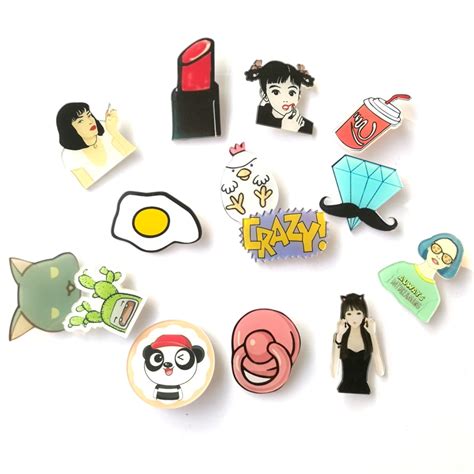 1 Pc Cartoon Badges For Clothing Kawaii Characters Acrylic Badges Icons