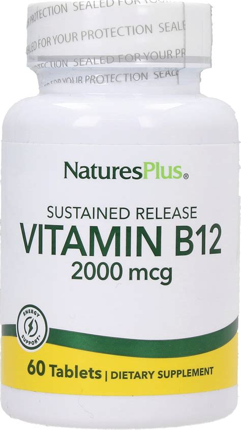 Vitamina B12 2000 Mcg Sr 60 Comprimidos Natures Plus Vitalabo