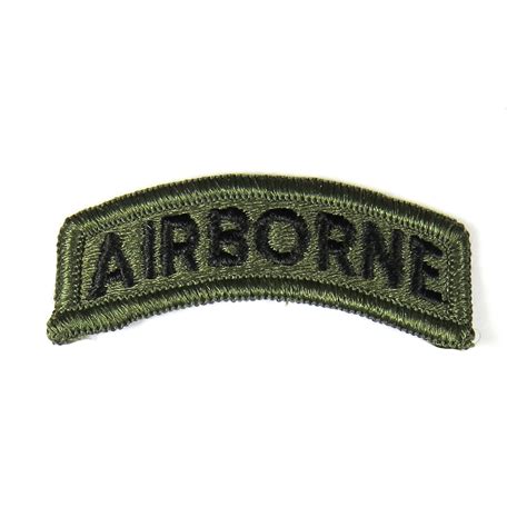 Army Airborne Tab Od Embroidered Black Thread From Hessen Antique