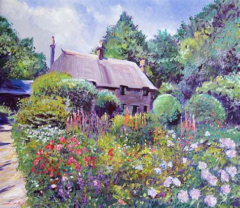 The Cotswold Cottage Garden Impressionist Painting Acrylic On Canvas
