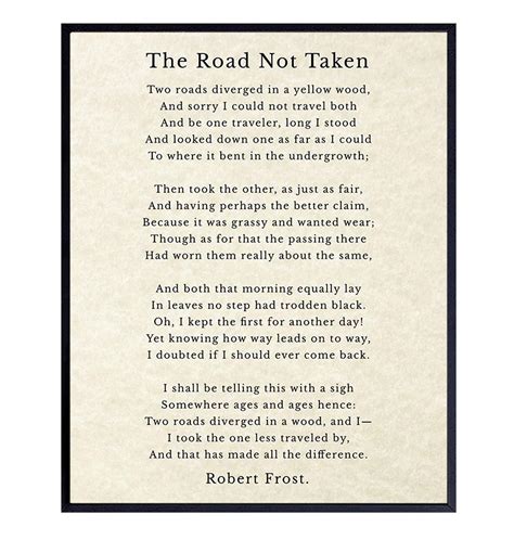 Poetry Print Robert Frost Road Not Taken Robert Frost Quote Poetry Art