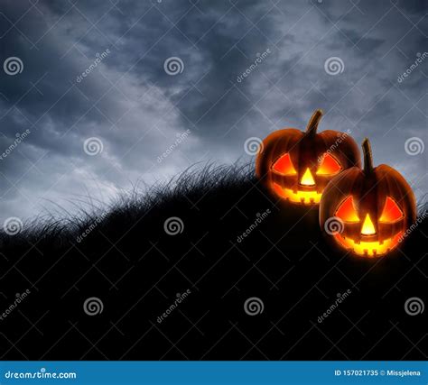 Halloween Background Wallpaper With Jack O Lantern Scary Pumpkins On