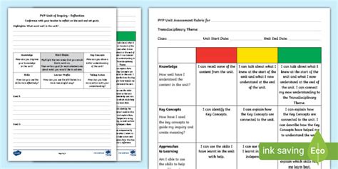 Pyp Unit Assessment Rubric And Reflection Teacher Made