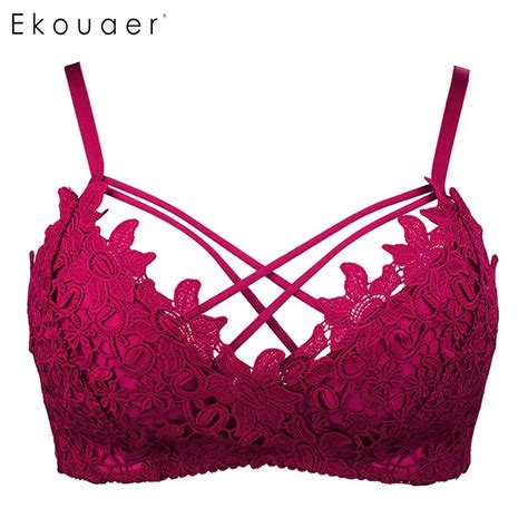 Buy Ekouaer Women Lace Floral Bra Seamless Push Up Bra