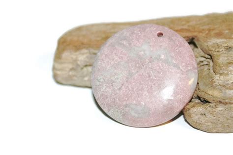 Circle Gemstone Pendant Pink And Opaque White Rhodochrosite Pendant