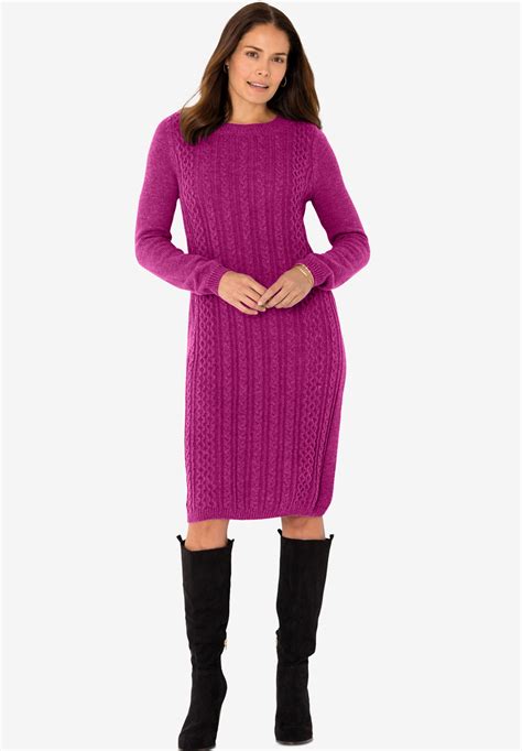 Cable Knit Sweater Dress Plus Size Dresses Woman Within