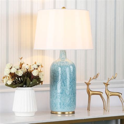 Ceramic Blue Table Lamp Large Living Room Bedroom Beside Lamp Hy103