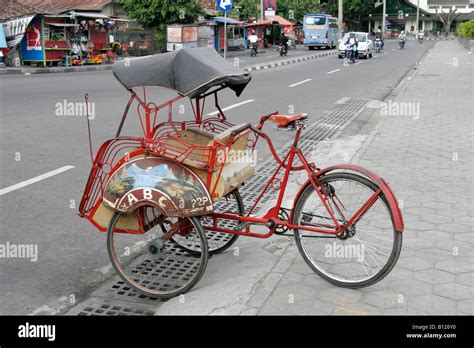 Becak On The Street Of Yogyakarta Jogja Java Indonesia Stock Photo