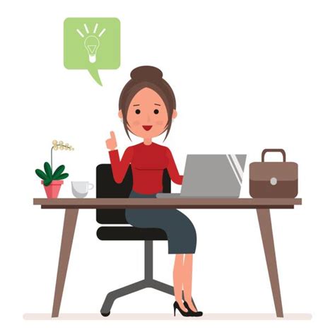 Girl Working At Computer Illustrations Royalty Free Vector Graphics