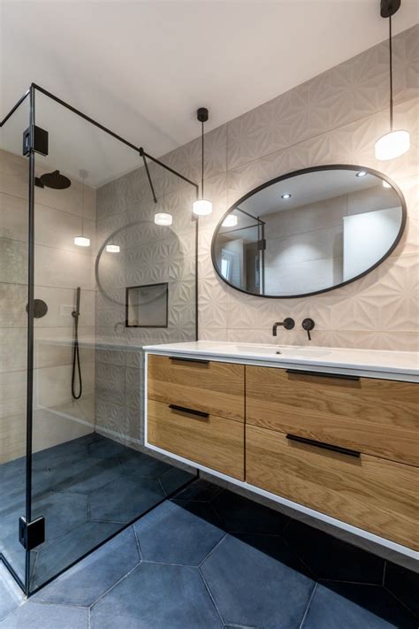 Blue and wood bathroom design in 2020 | Bathroom design wood, Bathroom design, Wood bathroom
