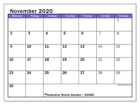 Årsplan kalender 2021 skriva ut gratis from www.vivekasfiffigamallar.se. Kalender "504MS" november 2020 för att skriva ut - Michel ...