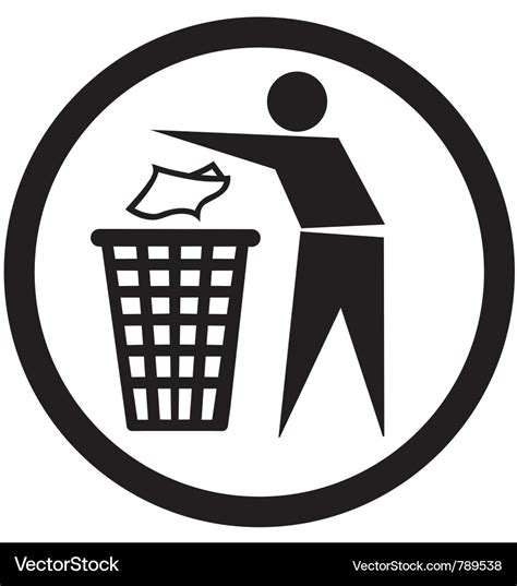 Put Rubbish In The Bin Sign Royalty Free Vector Image