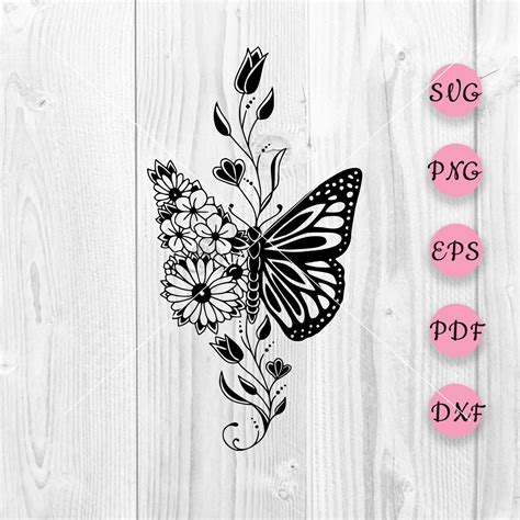 Scrapbooking Butterfly Svg Cricut Digital Download Silhouette Floral